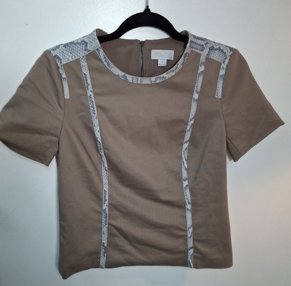 Carlisle New York Blouse Real Leather Detail Fully Lined Size 2/S